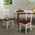thumbnail image 2 of Gymax Wood Dining Chairs Set of 2 w/Rubber Wood Frame Padded Seat & Slatted Backrest White, 2 of 9