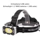 thumbnail image 5 of Linterna frontal Cateissary recargable por USB plástico brillante resistente al agua ABS, 5 of 6