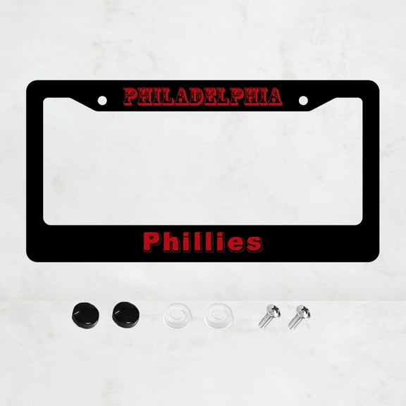 1pcs Aluminium License Plate Holder Compatible for Phillies License Plate Frames Polished Car Tag Cover Fits Standard U.S. Vehicles 12 x 6 Inches