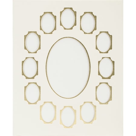 Photo Mat 11 X14 Double W Multiple Openings Ivory W Gold