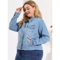 thumbnail image 2 of ChaqueDe MezclilDeshilachaCon Frente Lavado Clásico PaMujer De TalGrande Cielo azul 1X, 2 of 6