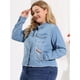 thumbnail image 2 of ChaqueDe MezclilDeshilachaCon Frente Lavado Clásico PaMujer De TalGrande Cielo azul 1X, 2 of 6