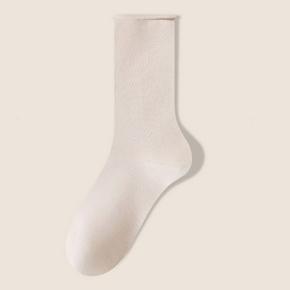 FAZVAOO Womens Crew Socks Cotton Warm Socks Beige