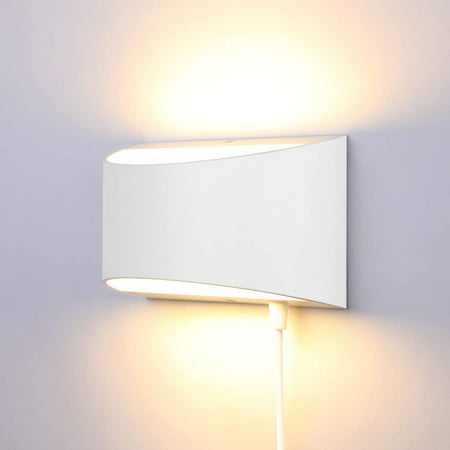 Lightess Dimmable Wall Sconce Plug In Modern With Switch White Mounted Lamp 12w Indoor Up Down Sconces Lighting For Living Room Bedroom Hallway Warm - Dimmable Wall Sconce Modern