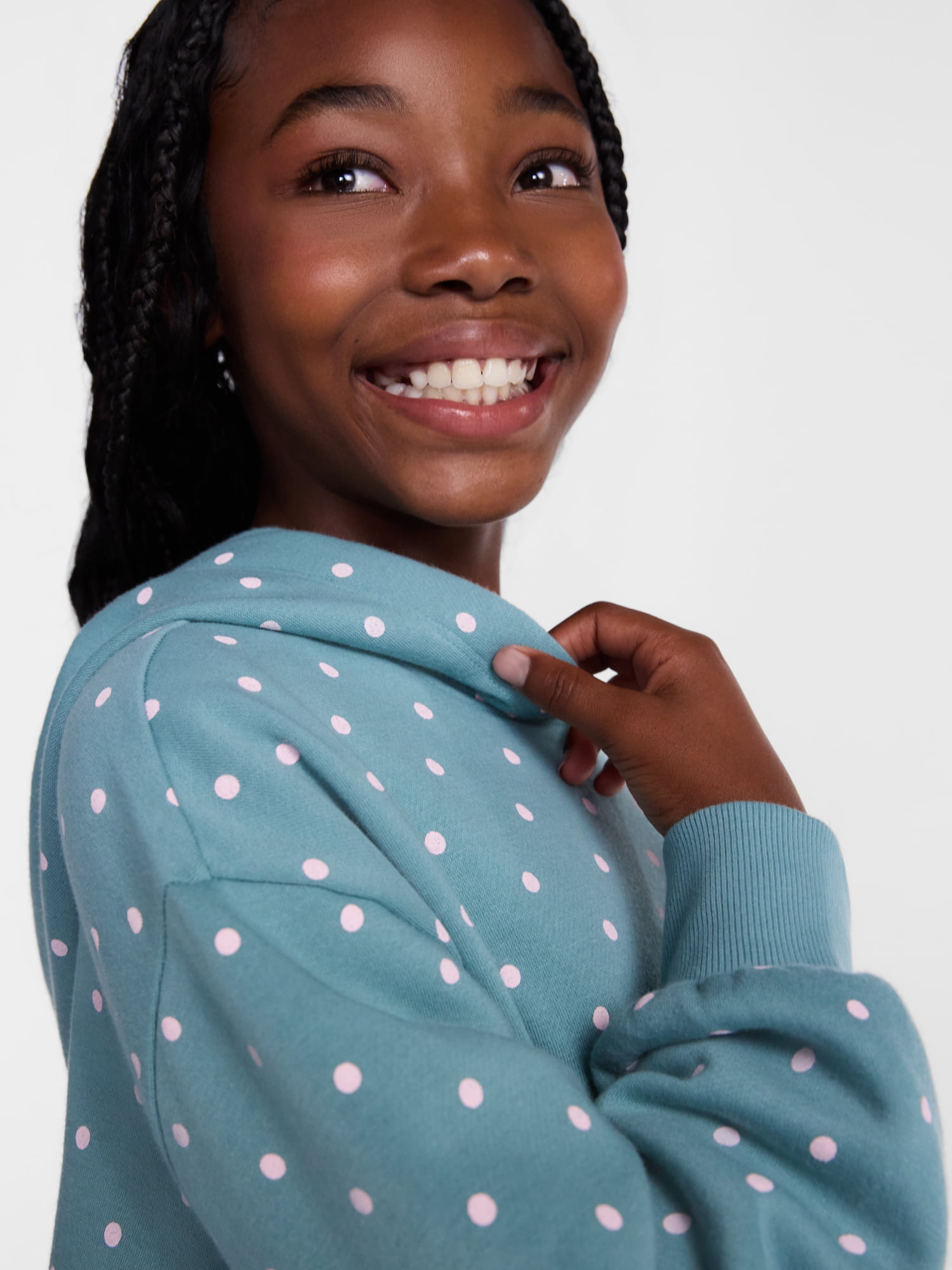 Wonder Nation Girls' Pullover Fleece Hoodie with Long Sleeves, Sizes 4-18 & Plus