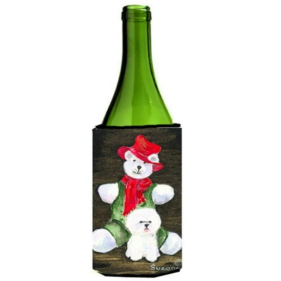 Bichon Frise With Teddy Bear Wine Bottle   Hugger - 24 oz.