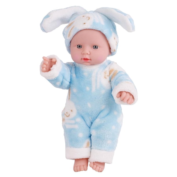 Muñecas de simulación de bebé, muñecas relajantes realistas de vinilo, juguetes para niñas (azul claro)