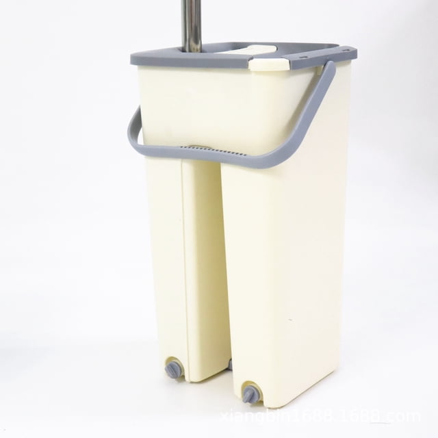 Mini trapeador plano manos libres, trapeador giratorio para el hogar, cubo para trapeador exprimidor para pisos de madera