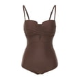 thumbnail image 4 of Sngxgn Swimsuits for Women Print Bathing Suits Strap V Neck Training Tummy Control Swimwear for Summer(Coffee,XL), 4 of 6