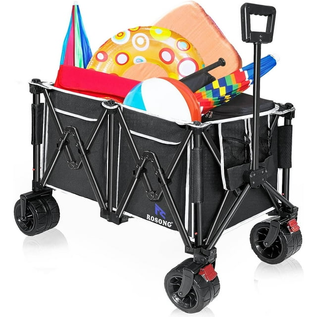 ROSONG Collapsible Beach Wagon with Big Wheels for Sand 400 LBS