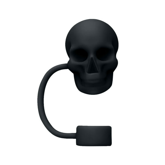 geerera Food-Grade Silicone Straw Cap, Skull Design for Halloween Cups, 10mm Fit, BPA-Free Party Accessory