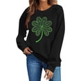 thumbnail image 6 of St. Patrick's Day Sweatshirt for Women Artistic Line Art Clover Graphic Crewneck Long Sleeve Pullover Soft Fabric Festive Party Clothes, 6 of 6