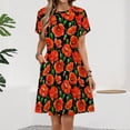 thumbnail image 2 of Red Poppies on Black Short Sleeve Dress Women Summer Evening Dresses Ladies Sundress, 2 of 7