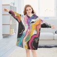 thumbnail image 5 of FORMRS Wearable Blanket Hoodie with Sleeves for Kids Cozy Flannel Sweatshirt, Colorful Black, 5 of 7