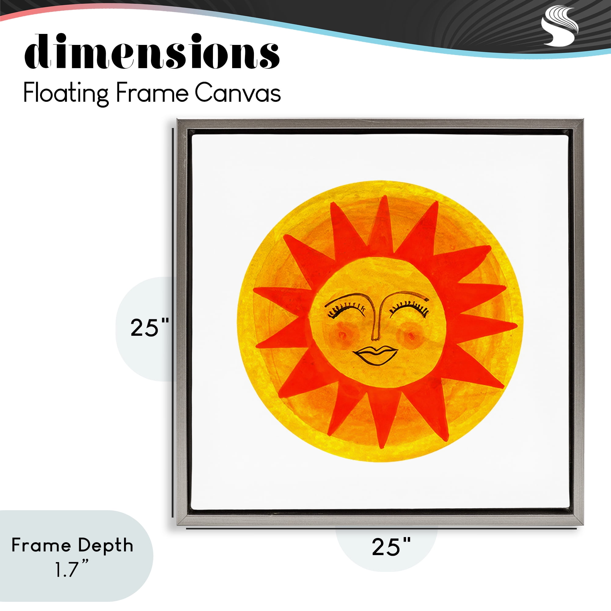 Stupell Industries Warm Fiery Sun Gray Framed Floater Canvas Wall Art, design by Katherine Herrell Studio