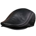 thumbnail image 3 of Gorro de lengua de pato de cuero de otoño e invierno para hombres de mediana edad y mayores, gorro de piel de vaca cálido con frente a la moda, boina engrosada, 3 of 3