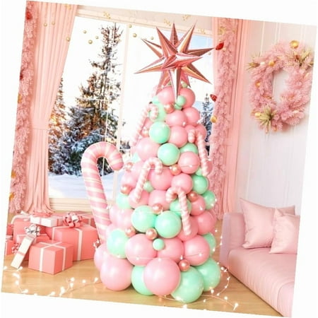 SKYSONIC 135pcs Christmas Arch Kit, Tree Kit With Lights, Foil Balloon for Party Decorations