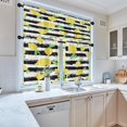 thumbnail image 2 of Yellow Lemon Kitchen Window Curtains Valance and Tier Set 36 Inch, Summer 3 Piece Set Short Curtains for Window Black and White Stripes Window Treatment Tiers for Living Room Bedroom, 2 of 6