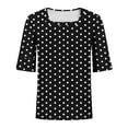 thumbnail image 5 of LADIGASU Women's Summer Printed Short Sleeve Round-Neck Blouses, 5 of 6