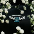 thumbnail image 2 of Rosec Jewels Real London Blue Topaz Princess Cut Engagement Ring with Side Stones - Blue Topaz Diamond Ring (6 mm, AAA Quality), 925 Sterling Silver, US 12.50, 2 of 7