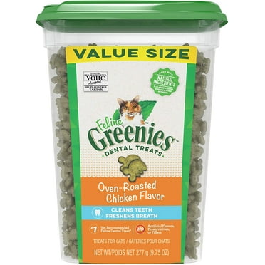 Greenies Feline Natural Dental Treats Oven Roasted Chicken Flavor 9.75 oz