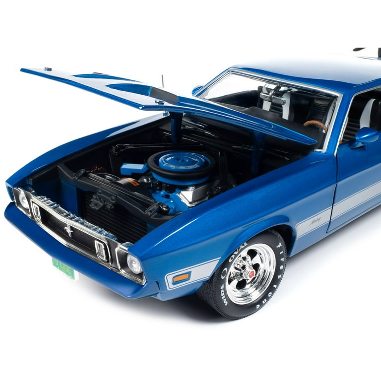 1973 Ford Mustang Mach 1 3K Blue Glow Metallic with Silver
