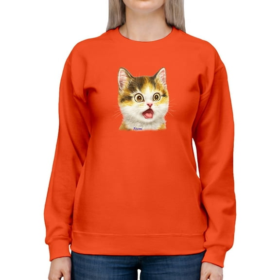 Surprised Kitten Sweatshirt Women -Kayomi Harai Designs, Female 5X-Large