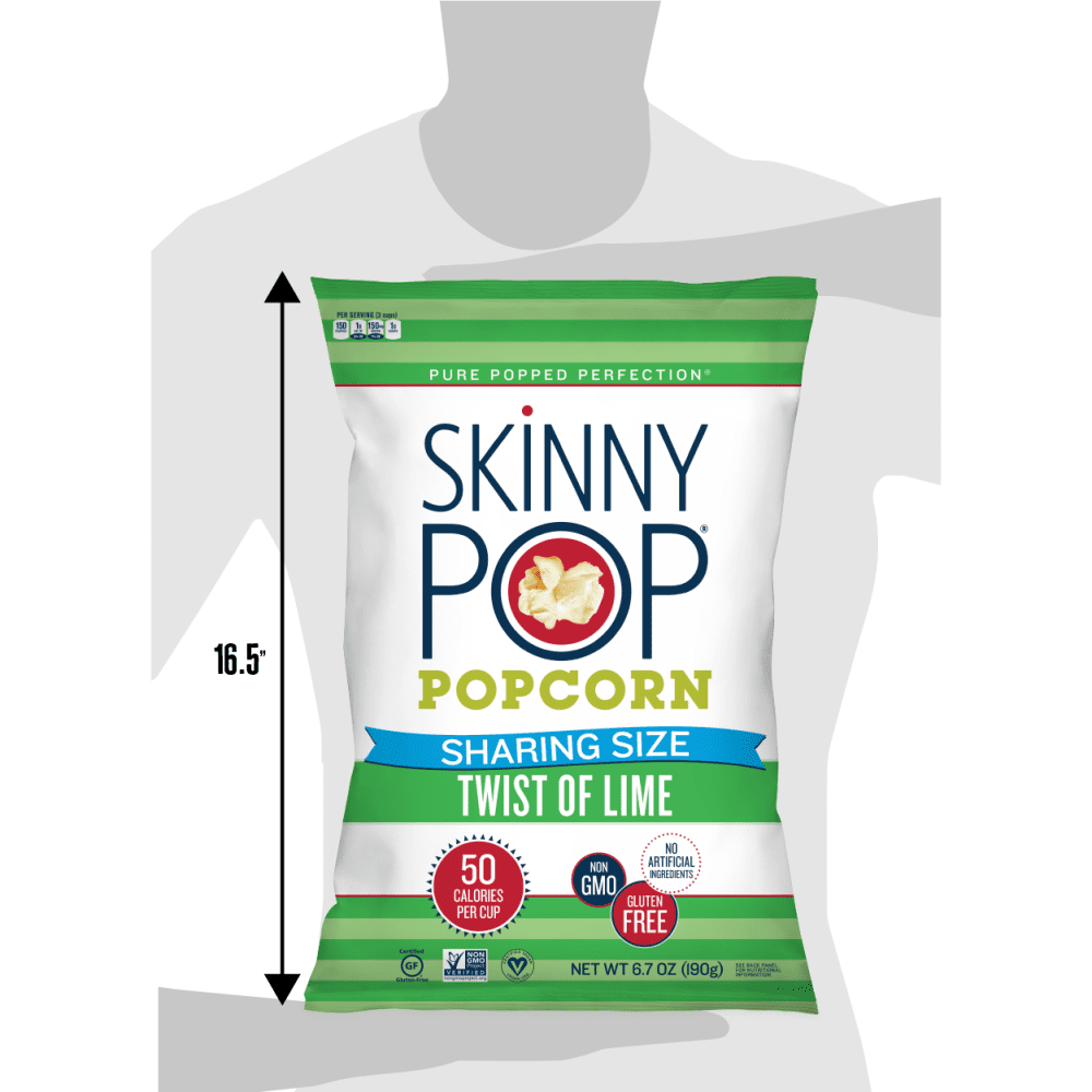 SkinnyPop Popcorn Twist of Lime, 6.7oz Bag Sharing Size Bag