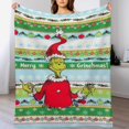 thumbnail image 4 of Manta de tela de superficie vertical súper suave de varios tamaños de Grinch, acogedora y cálida, adecuada para cama, sofá, campamento, viajes, para todas las estaciones, liviana y compacta de 30 x, 4 of 8