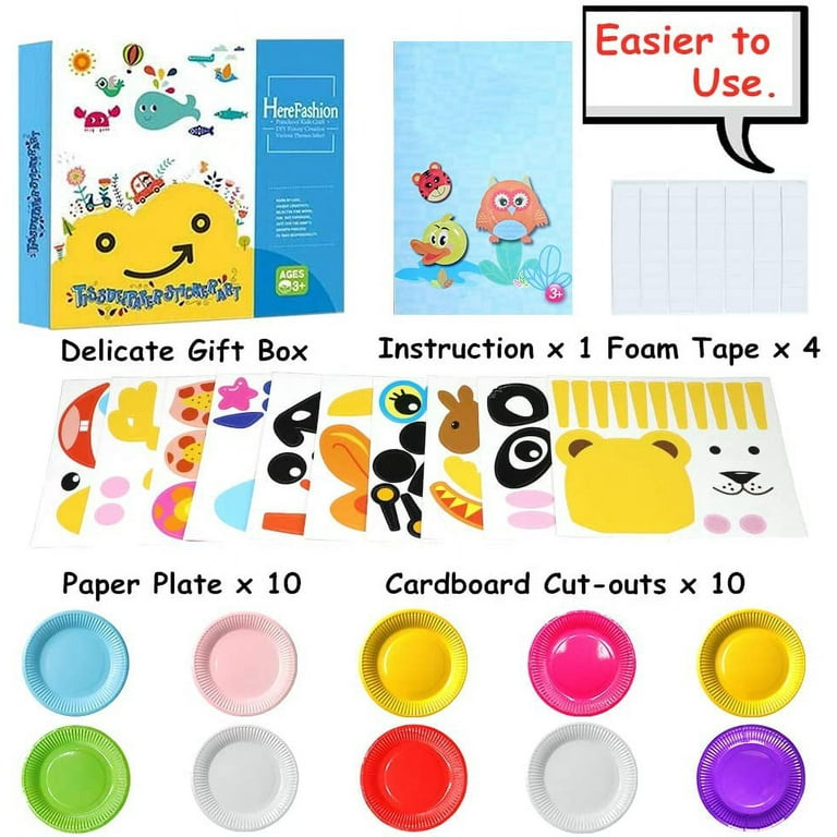 Vonter Fashion Toddler Crafts Paper Plate Art Kit Arts and Crafts for Kids Boys Girls Preschool Easy Animal Plate Craft DIY Projects Supply Kit