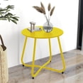 thumbnail image 5 of Multi-Purpose Side Table - Round Shape with Reinforced Cross Base, Lockable Wheels for Stability, Modern Home Furniture Essential - Yellow, 5 of 7