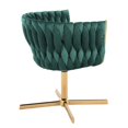thumbnail image 2 of LumiSource Gold Metal, Green Velvet Braided Renee Swivel Accent Chair, 2 of 4