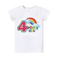 thumbnail image 2 of FYMNSI Kids Girl 4th Fourth Birthday Cake Smash Outfit Rainbow Watermelon Happy Four Years Old Party Cotton Short Sleeve Tops Sequin Shorts Bowknot Hair Clip Summer Clothes Set 4T Hot Pink, 2 of 7