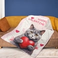 thumbnail image 4 of Happy Valentine's Day British Shorthair Brings Love Heart Cozy Fleece Blanket Cat Lover Kitten Owner Gifts Warm Soft Throw Blanket - 02028, 4 of 5
