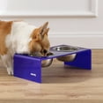 thumbnail image 4 of THE LICKER STORE Keaton 5" Small/Medium Modern Acrylic Rectangular Elevated Pet Feeder with 20oz 2-Stainless Steel Bowls, Purple/Chrome, DBL2000F, 4 of 7
