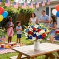 thumbnail image 7 of Yhmxh Red White and Blue Flowers Artificial Mixed Patriotic Flower Silk Bouquet for Memorial 4th of July Independence Day Centerpiece Table Home Decor Cemetery Grave Decorations, 7 of 7