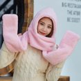 thumbnail image 4 of Njoeus Winter Hoodie Hat Scarf Gloves Set for Women,Warm Soft Fleece Women Siamese Pocket Hooded Hat Long Scarf Shawl Wrap, 4 of 7