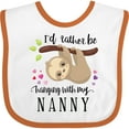 thumbnail image 3 of Inktastic Sloth I'd Rather Be Hanging with Nanny Boys or Girls Baby Bib, 3 of 4