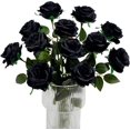 thumbnail image 1 of 12 Pack Halloween Decorations Black Rose Artificial Flower Reali, 1 of 5