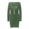 thumbnail image 5 of QIPOPIQ Robes pour Femmes pour Invité de Mariage Fête Manches Longues Hiver Couleur Unie Robe d'Été Tricotée Manches Longues Demi-Zip Col en V Offres 2023, 5 of 5