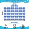thumbnail image 2 of Blue and White Grid Pattern Hooded Bath Towel，50"x30" for Ages 3 To 12 Kids, Quick Dry Lightweight Soft Microfiber Hood Beach Towel Cover Up for Kids, 2 of 7