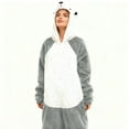 thumbnail image 5 of Unisex Onesie Adult Sleepwear Loose Funny Hooded Outfit Plush Winter Warm Pajamas with Pocket Gray L, 5 of 7