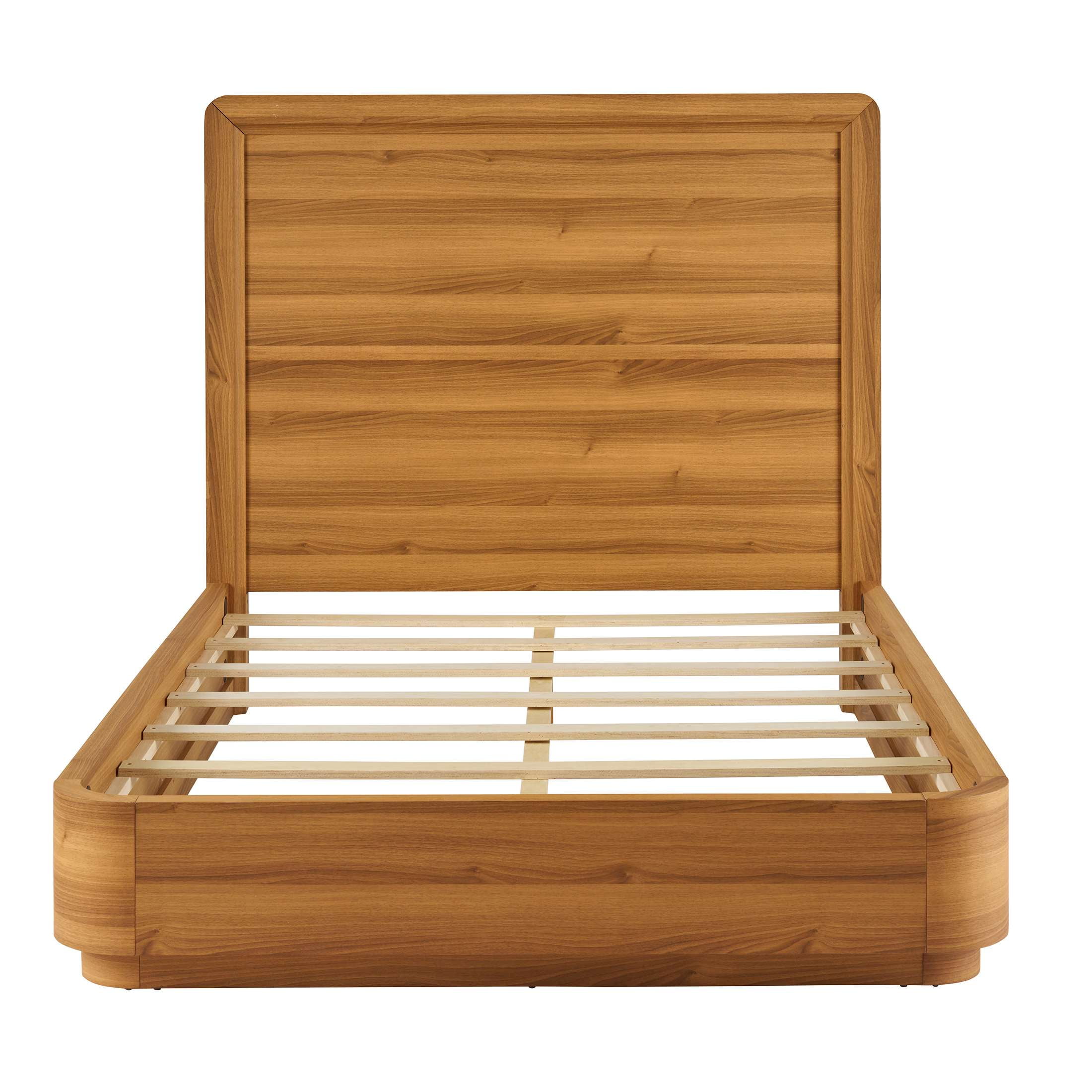 Better Homes & Gardens Juliet Curved Wood Platform Bed, Queen, Honey Brown