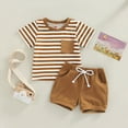 thumbnail image 2 of Boys Summer Outfits Toddler Boy Clothes Baby Summer Outfit Stripes Top T-shirt & Pocket Pant Set 2 Piece, 2 of 5