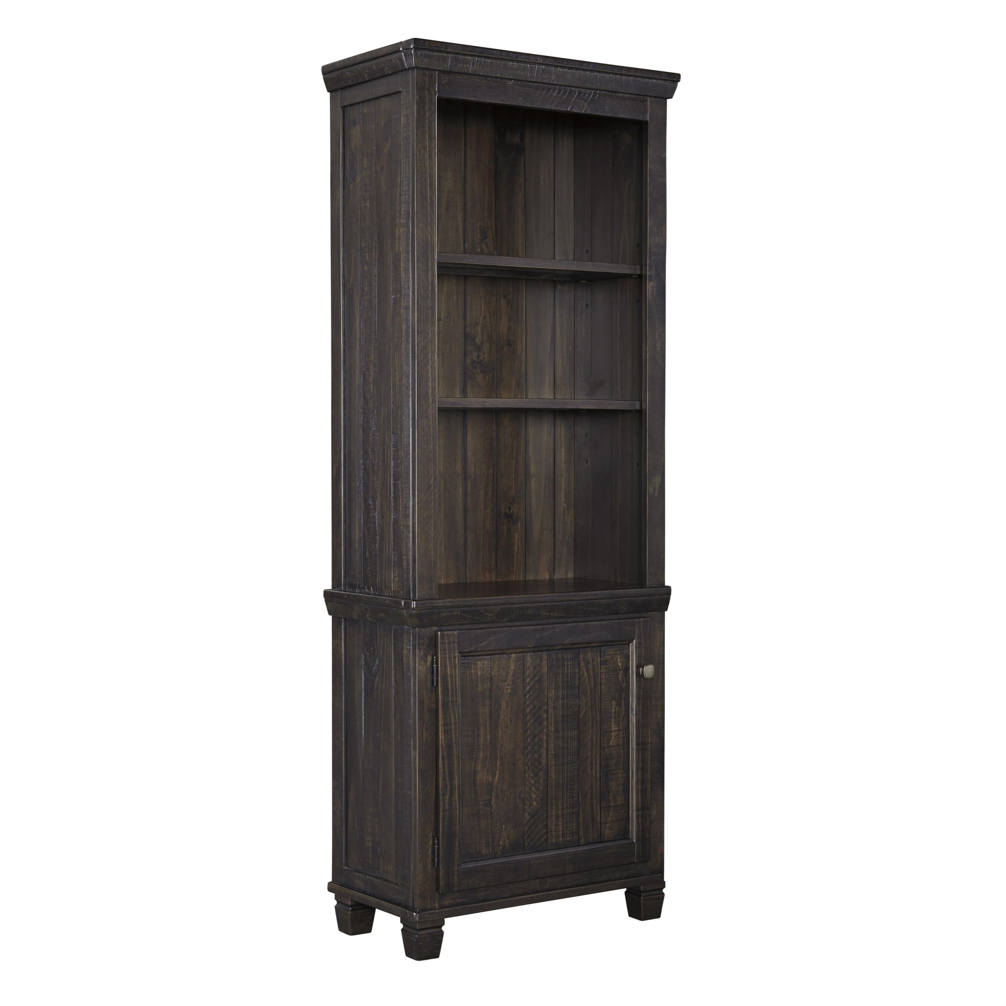 Wooden Right Pier with 1 Door and 2 Shelves, Dark Brown