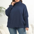 thumbnail image 5 of QIYAGBSA Plus Size Sweater for Women Oversized Batwing Sleeve Turtleneck Ribbed Trim Casual Fall Winter Pullover (Navy 3XL), 5 of 5