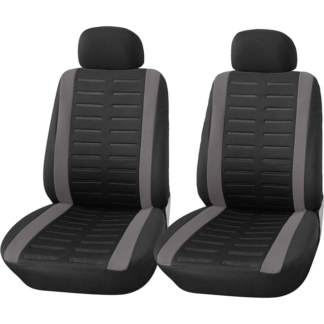 Fundas universales para asientos delanteros de coche, color negro y gris | Fundas universales para asientos de coche (conductor y pasajero) | Accesorios de interior (negro)