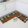 thumbnail image 5 of Fall Kitchen Mats Set of 2, Buffalo Plaid Pumpkins Bowknot Floor Mat Farmhouse Seasonal Holiday Thanksgiving Decorations 17x30 and 17x47 Inch (Plaid) GK077, 5 of 6
