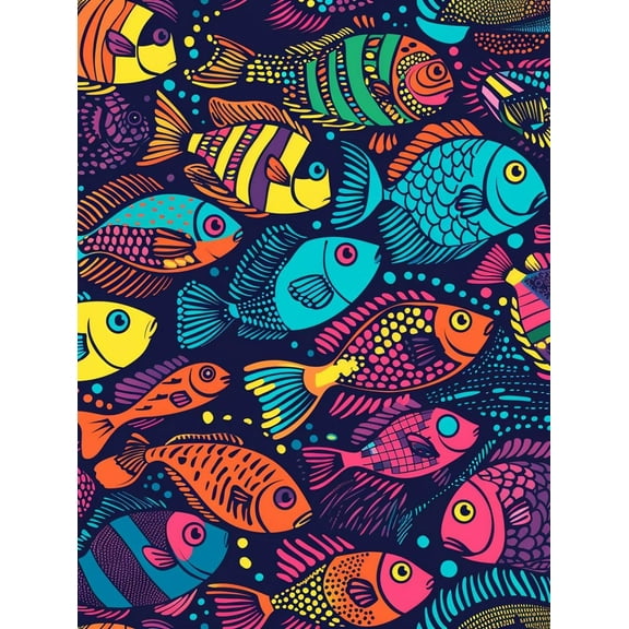 5D DIY Diamond Painting Set "Fish, Animals" Round Diamond Art Crafts for Adults, Suitable for Wall Decoration, Bedroom and Home Decoration