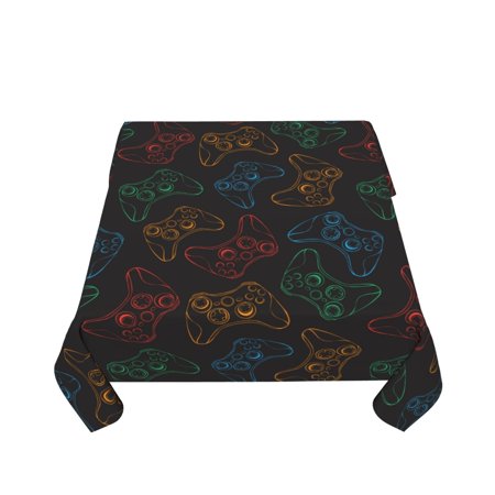 Zufioo Gamepad Joystick Game Print Square Decorative Tablecloth, Wrinkle-resistant, Waterproof and Oil-resistant Tablecloth Coffee Table Cloth, Suitable for Restaurants-54"x54"